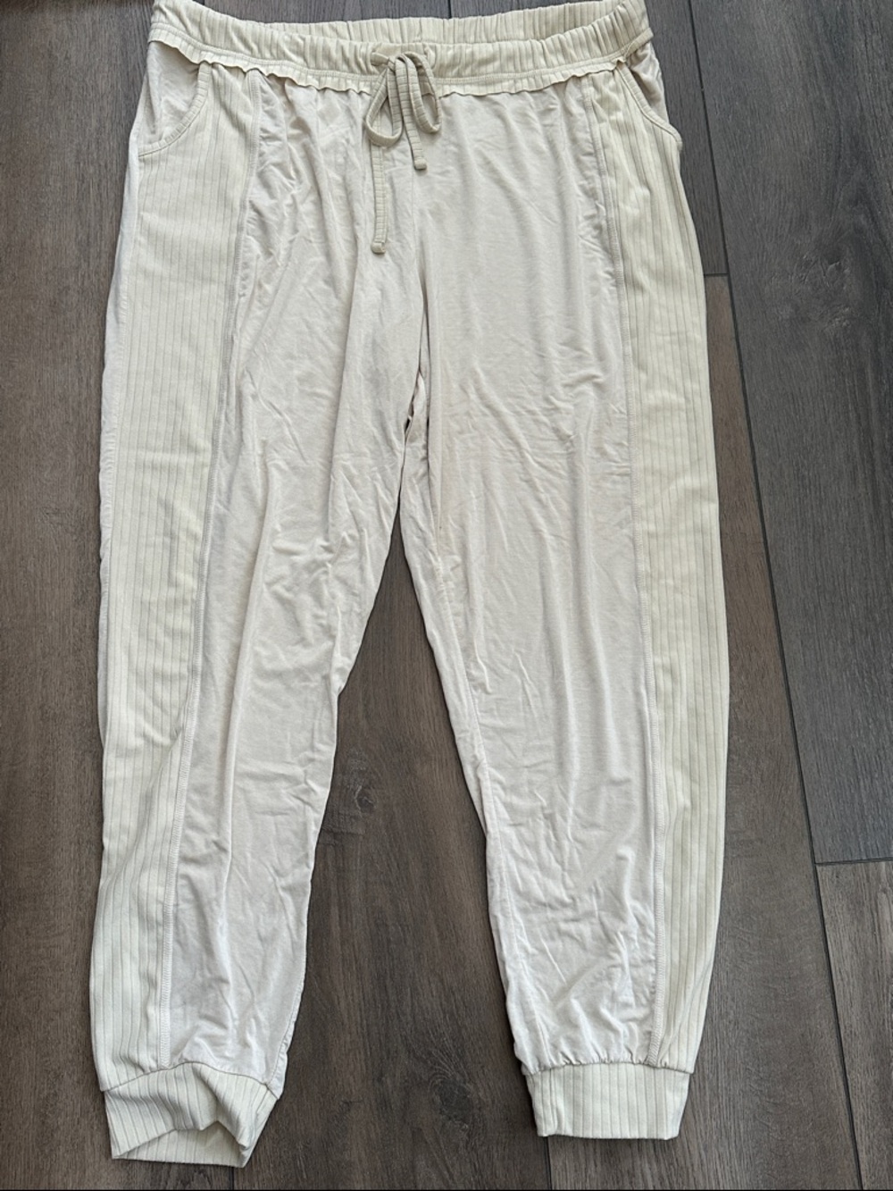 Adore Me Cream Rib-Trim Drawstring Joggers